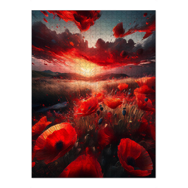 Puzzle Ravensburger "Flammender Himmel über Mohnfeld" artboxONE - Floral