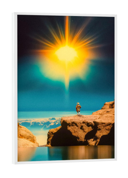 Poster mit weißem Rahmen "Voyager am Rande des Lichts" artboxONE - Natur,Abstrakt,Galaxy
