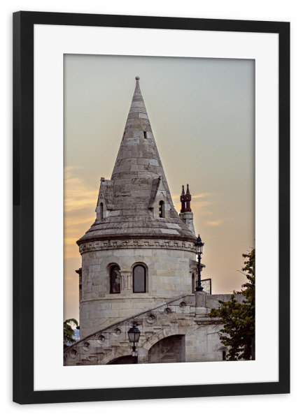 Poster mit Rahmen schwarz "Fischerbastei Turm" artboxONE - Architektur - Budapest,Ungarn,Burgpalast,Fischerbastei,Burgviertel,Altstadt