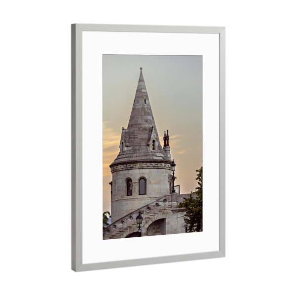 Poster mit Rahmen Silber "Fischerbastei Turm" artboxONE - Architektur - Budapest,Ungarn,Burgpalast,Fischerbastei,Burgviertel,Altstadt