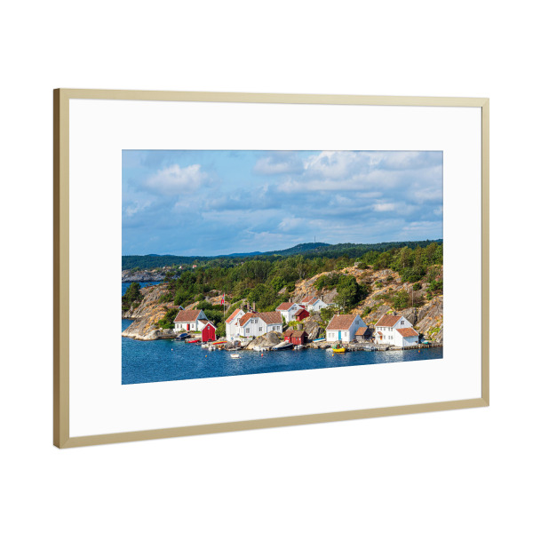 Poster mit Rahmen Gold "Brekkestø auf Justøya" artboxONE - Natur,Reise,Architektur,Reise / Strand und Meer,Reise / Länder