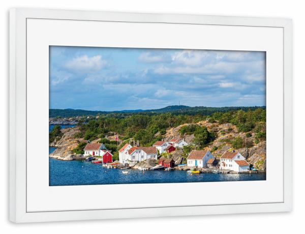 Poster mit Rahmen weiß "Brekkestø auf Justøya" artboxONE - Natur,Reise,Architektur,Reise / Strand und Meer,Reise / Länder