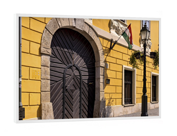 Poster mit weißem Rahmen "Burgviertel" artboxONE - Architektur - Budapest,Altstadt,Burgviertel,Tür,Tor