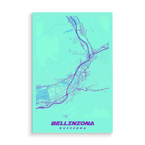 Holzbild "Bellinzona City Karte" artboxONE - Städte / Weitere,Kartografie