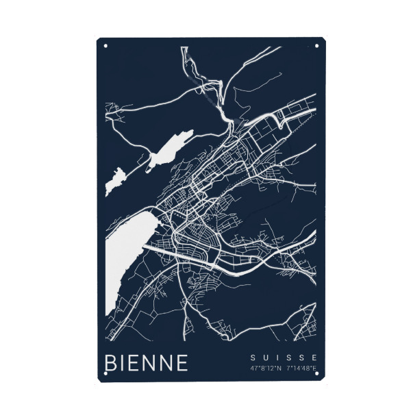 Metall Poster "Bienne Citymap" artboxONE - Städte / Weitere,Kartografie