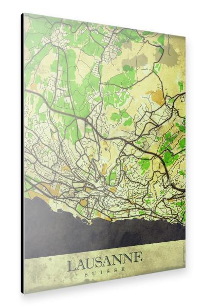 Alu-Dibond "Lausanne Vintage City Map" 30x20 cm artboxONE