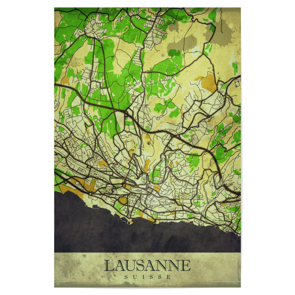 Poster "Lausanne Vintage City Map" artboxONE - Städte / Weitere,Kartografie