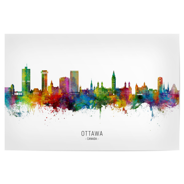 Poster 30x20 cm "Ottawa Canada Skyline II Txt" artboxONE - Städte - Ottawa,Kanada,Skyline,Stadtbild,Stadtbild,Aquarell,Malerei