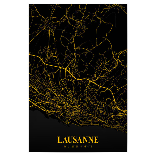 Poster 30x20 cm "Lausanne Stadt Map" artboxONE - Städte / Weitere,Kartografie
