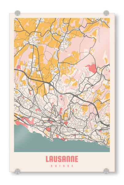 Acrylglasbild "Lausanne Stadt Plan" artboxONE - Städte / Weitere,Kartografie
