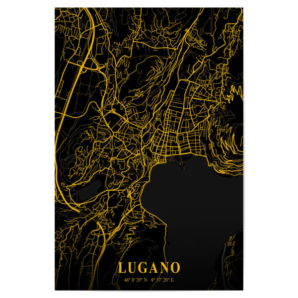 Poster 30x20 cm "City Map Lugano" artboxONE - Städte / Weitere,Kartografie
