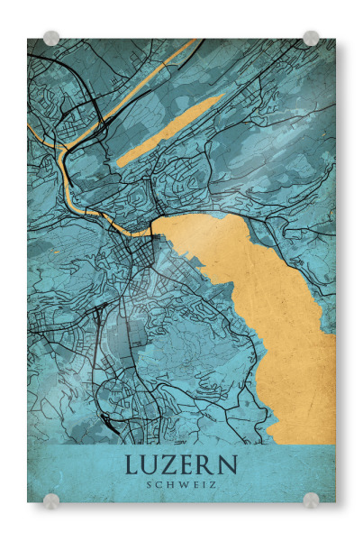 Acrylglasbild "Vintage Stadt Map Luzern" artboxONE - Städte / Weitere,Kartografie