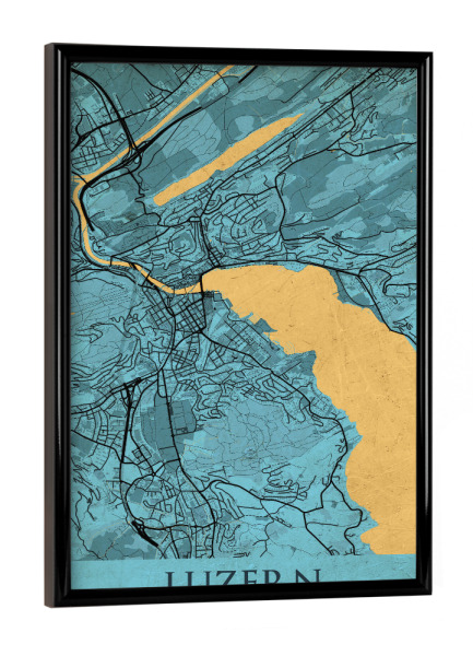 Poster mit schwarzem Rahmen "Vintage Stadt Map Luzern" artboxONE - Städte / Weitere,Kartografie