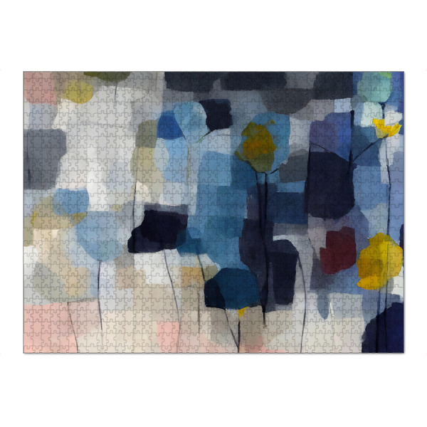 Puzzle Ravensburger "Ich sehe Blumen. Blaue Tulpen" artboxONE - Natur,Floral,Geometrie - Blumen,Abstrakt,Bunt,Geometrie,Formen - Bild blumen