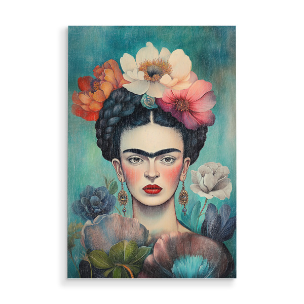 Holzbild "Frida, Ausdruck der Kreativität" artboxONE - Floral,Menschen,Fiktion