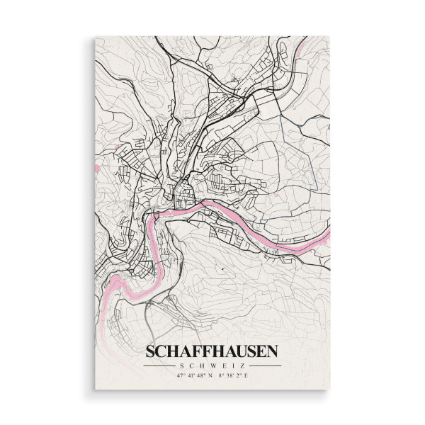 Holzbild "Schaffhausen Karten Map" artboxONE - Städte / Weitere,Kartografie