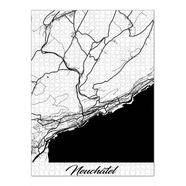 Puzzle Ravensburger "Neuchâtel City Map" artboxONE - Schwarzweiß,Städte / Weitere,Kartografie