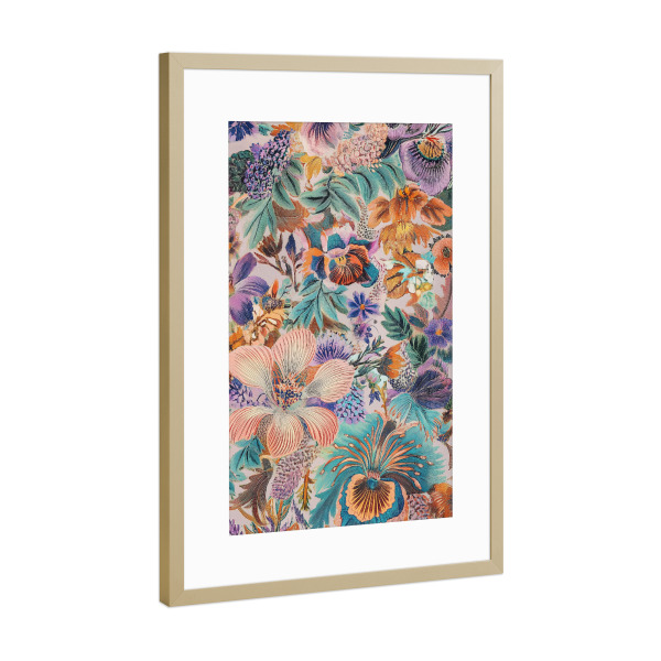 Poster mit Rahmen Gold "Blumen Muster Vintage-Chic" artboxONE - Natur,Floral,Abstrakt