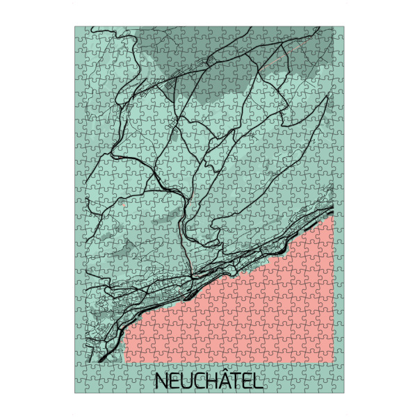 Puzzle Ravensburger "Stadt Neuchâtel Map" artboxONE - Städte / Weitere,Kartografie