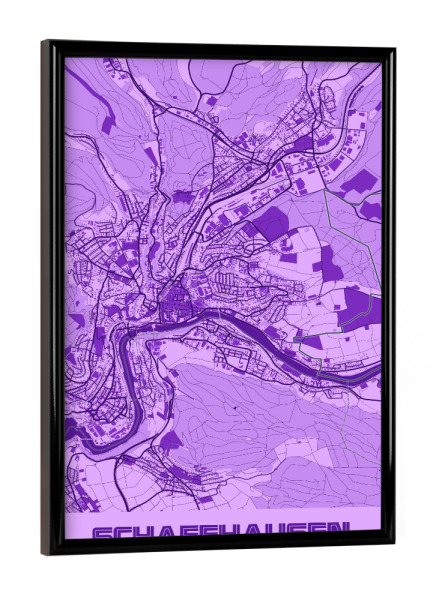 Poster mit schwarzem Rahmen "Map Schaffhausen" artboxONE - Städte / Weitere,Kartografie