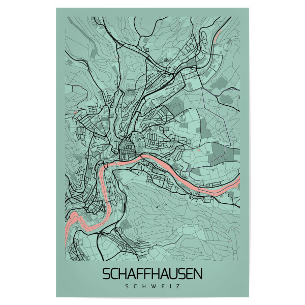 Poster "City von Schaffhausen" artboxONE - Städte / Weitere,Kartografie