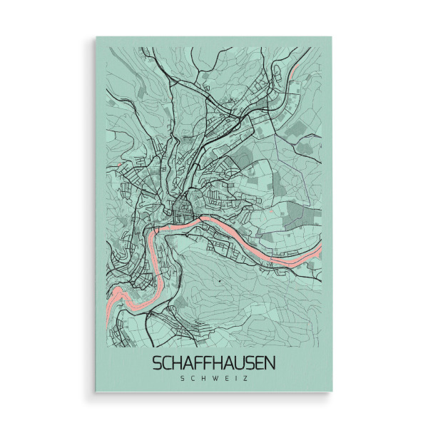 Holzbild "City von Schaffhausen" artboxONE - Städte / Weitere,Kartografie