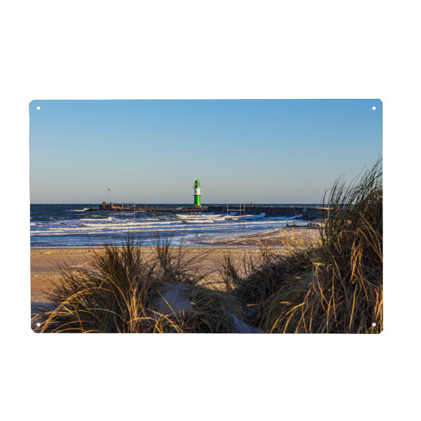 Holzbild "Düne, Strand und Mole" artboxONE - Natur,Reise,Architektur,Reise / Strand und Meer