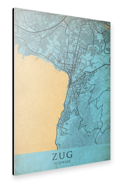 Alu-Dibond "Vintage City Zug" 75x50 cm artboxONE