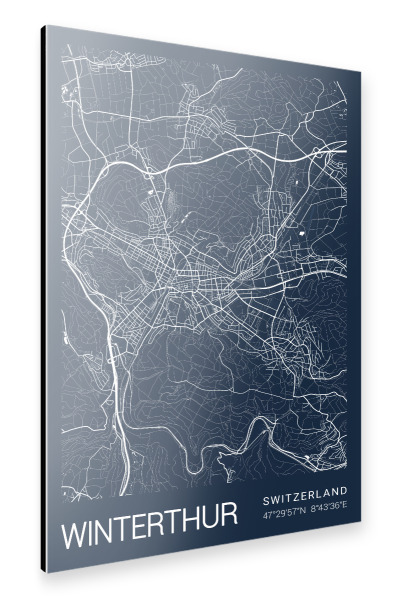Alu-Dibond "Winterthur Stadtplan" 75x50 cm artboxONE