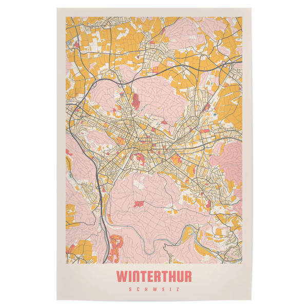 Poster "Winterthur Stadt Karte" artboxONE - Städte / Weitere,Kartografie
