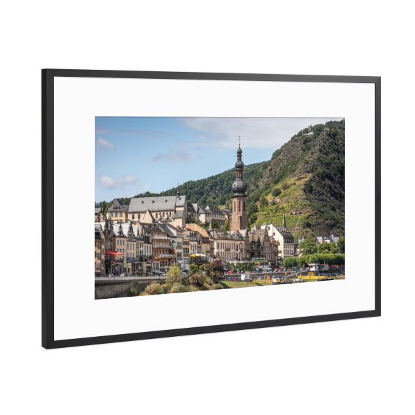 Poster mit Rahmen Schwarz (Metallic) "Cochem Mosel" artboxONE - Städte,Reise