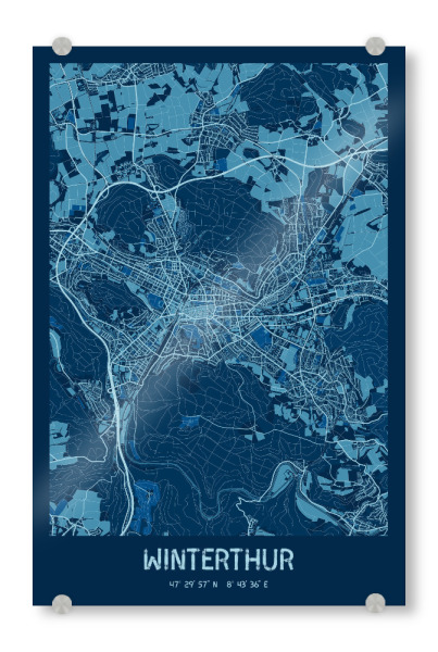 Acrylglasbild "City Winterthur Map" artboxONE - Städte / Weitere,Kartografie