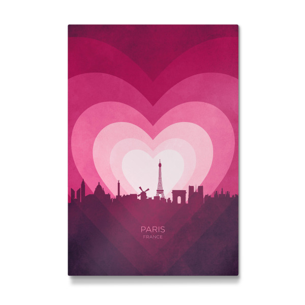 Galerie-Print "Paris France Skyline Hearts Pink" 30x20 cm artboxONE