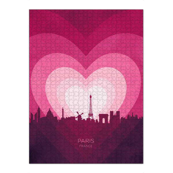 Puzzle Ravensburger "Paris France Skyline Hearts Pink" artboxONE - Städte