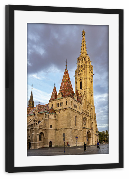 Poster mit Rahmen schwarz "Matthiaskirche Budapest" artboxONE - Architektur