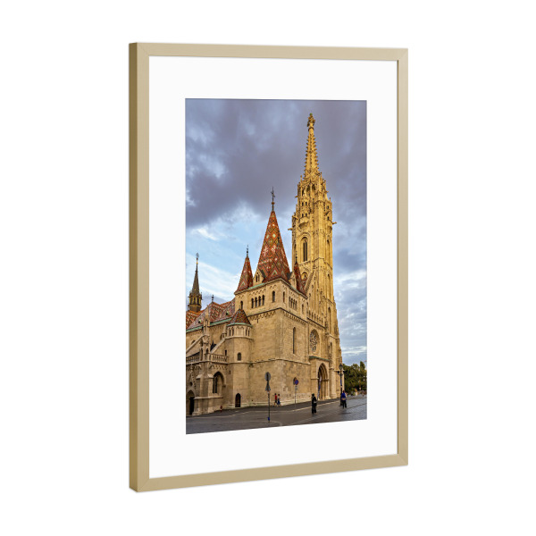 Poster mit Rahmen Gold "Matthiaskirche Budapest" artboxONE - Architektur