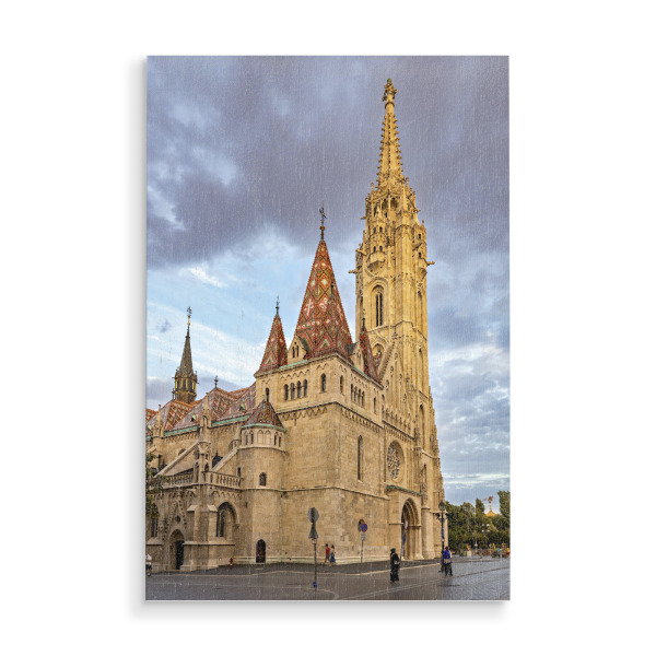 Holzbild "Matthiaskirche Budapest" artboxONE - Architektur - Budapest,Matthiaskirche,Burgpalast,Fischerbastei,Burgviertel,Altstadt,Kirche