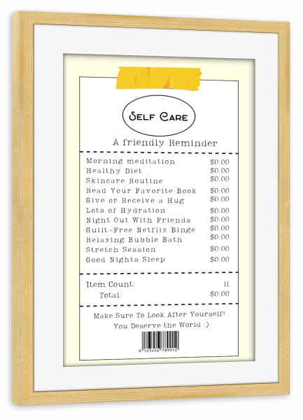 Poster mit Rahmen kiefer "Self-care checklist" artboxONE - Sport / Motivation