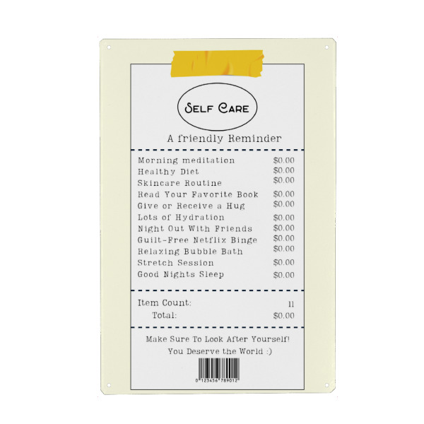 Metall Poster "Self-care checklist" artboxONE - Sport / Motivation