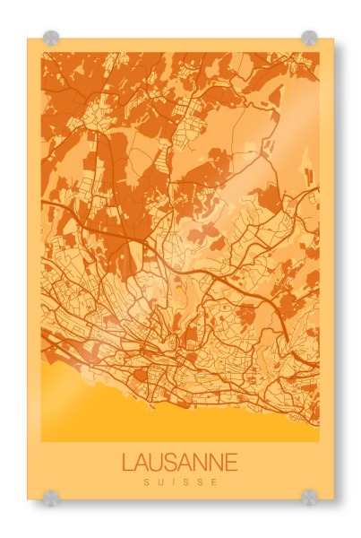 Acrylglasbild "Stadt Lausanne Map" artboxONE - Städte / Weitere,Kartografie