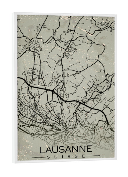 Poster mit weißem Rahmen "Lausanne Vintage Stadt Map" artboxONE - Städte / Weitere,Kartografie