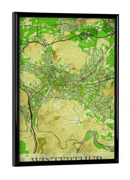 Poster mit schwarzem Rahmen "Winterthur Vintage City Map" artboxONE - Städte / Weitere,Kartografie