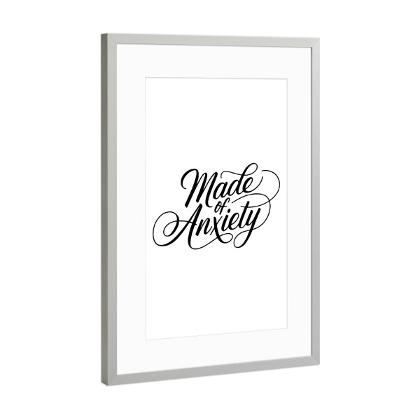 Poster mit Rahmen Silber "Aus Angst gemacht" artboxONE - Typografie,Menschen