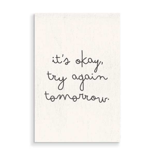 Holzbild "It's Okay, try again" artboxONE - Typografie,Natur,Menschen,Liebe