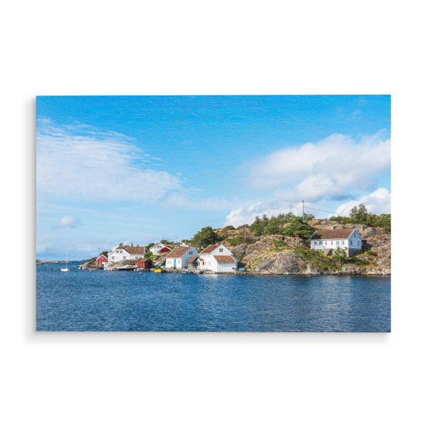 Holzbild "Häuser in Brekkestø" artboxONE - Natur,Reise,Architektur,Reise / Strand und Meer,Reise / Länder
