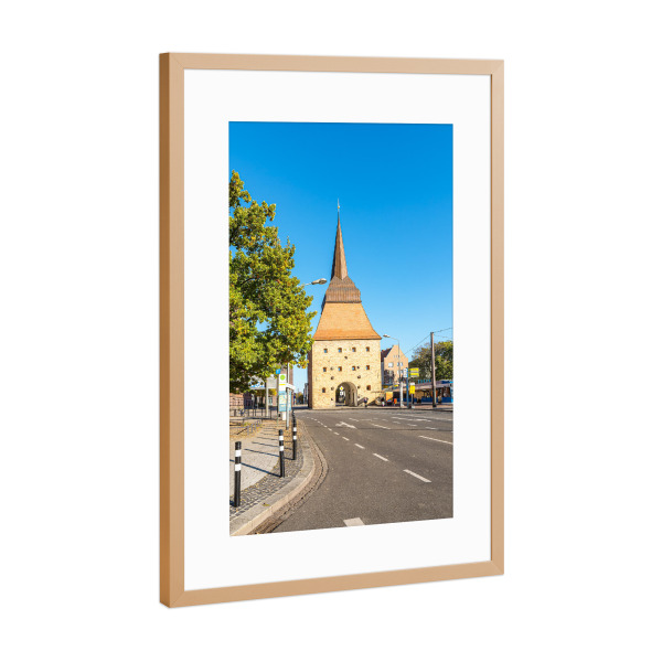 Poster mit Rahmen Kupfer "Rostocker Steintor" artboxONE - Städte,Natur,Reise,Architektur