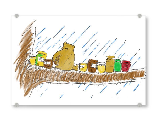 Acrylglasbild "Brummelbär und der Honig - bunt" artboxONE - Natur,Für Kinder,Tiere