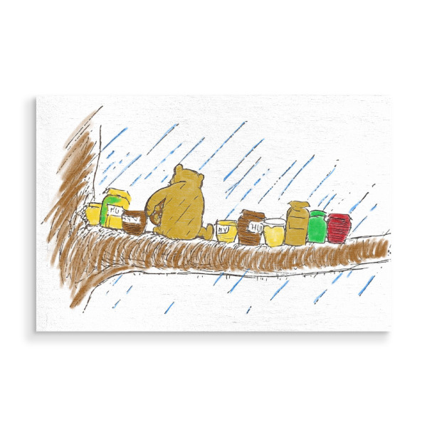Holzbild "Brummelbär und der Honig - bunt" artboxONE - Natur,Für Kinder,Tiere