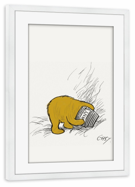 Poster mit Rahmen weiß "Brummelbär im Honigparadies" artboxONE - Für Kinder,Tiere