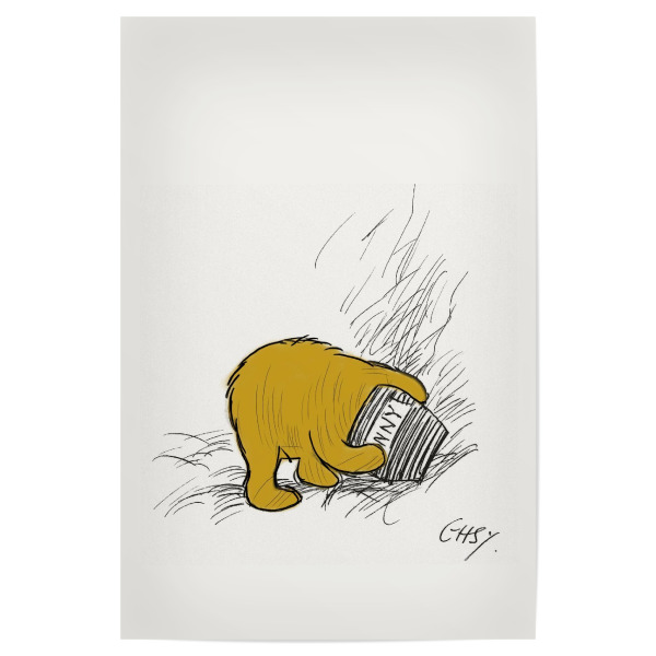 Poster "Brummelbär im Honigparadies" artboxONE - Für Kinder,Tiere - Honig,Bär,Kinder,Humor,Natur,Fröhlich,Zeichnung,Warm,Skizze,Puuh,Sheppard,Milne